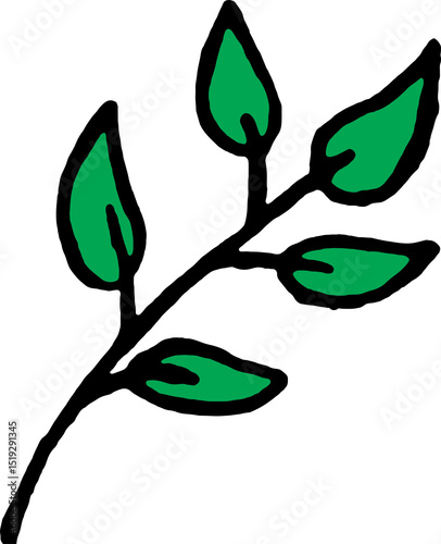 Simple Illustration of a Green Leafed And Growing Plant Stem