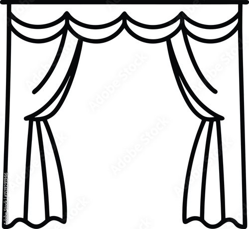 curtains icon line art vector illustration on transparent background