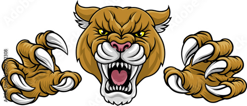 Canvas Print Cougar, panther, mountain lion or puma wildcat cat sports team mascot