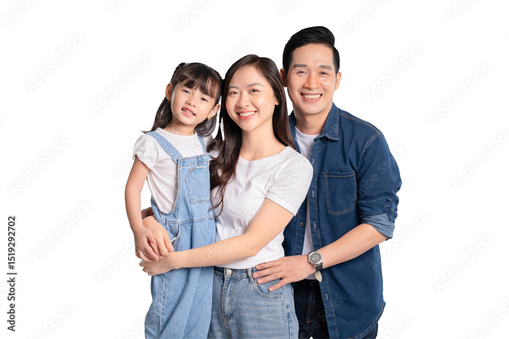 Fototapeta premium portrait of a happy asian family posing on a PNG background 