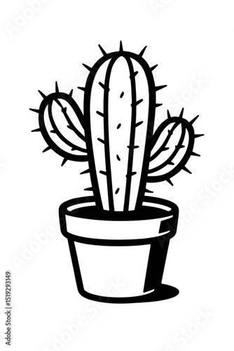 Charming Potted Cactus Icon - Desert Plant and Succulent Houseplant Symbol