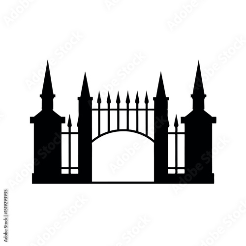 Weathered Threshold Iconic Metal Gate Emblem Old World Access Vector Logo of Vintage Metal Gate