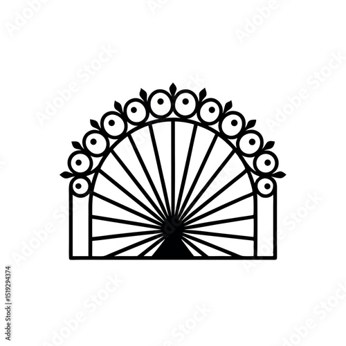 Weathered Threshold Iconic Metal Gate Emblem Old World Access Vector Logo of Vintage Metal Gate