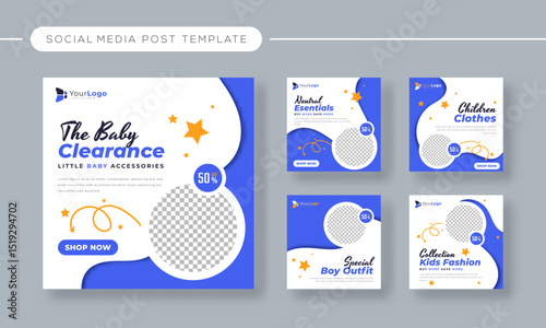 Editable Baby and Kids Fashion Sale Template – Vector Design for Social Media Post, Clothing Promotion, and Seasonal Shopping Campaign