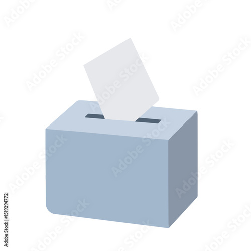Ballot box with a paper ballot being cast for voting  