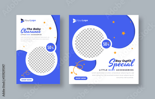 Cute Baby and Kids Fashion Sale Banner – Editable Vector Template for Social Media Post, Clothing Discount, and Boutique Promotion
