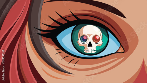 Cartoon Eye with Skull Reflection A Hauntingly Beautiful Gaze
