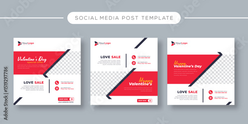 Valentine’s Day Sale Social Media Banner Template – Editable Vector Design for Romantic Promo, Gift Discount, and Love-Themed Marketing Post