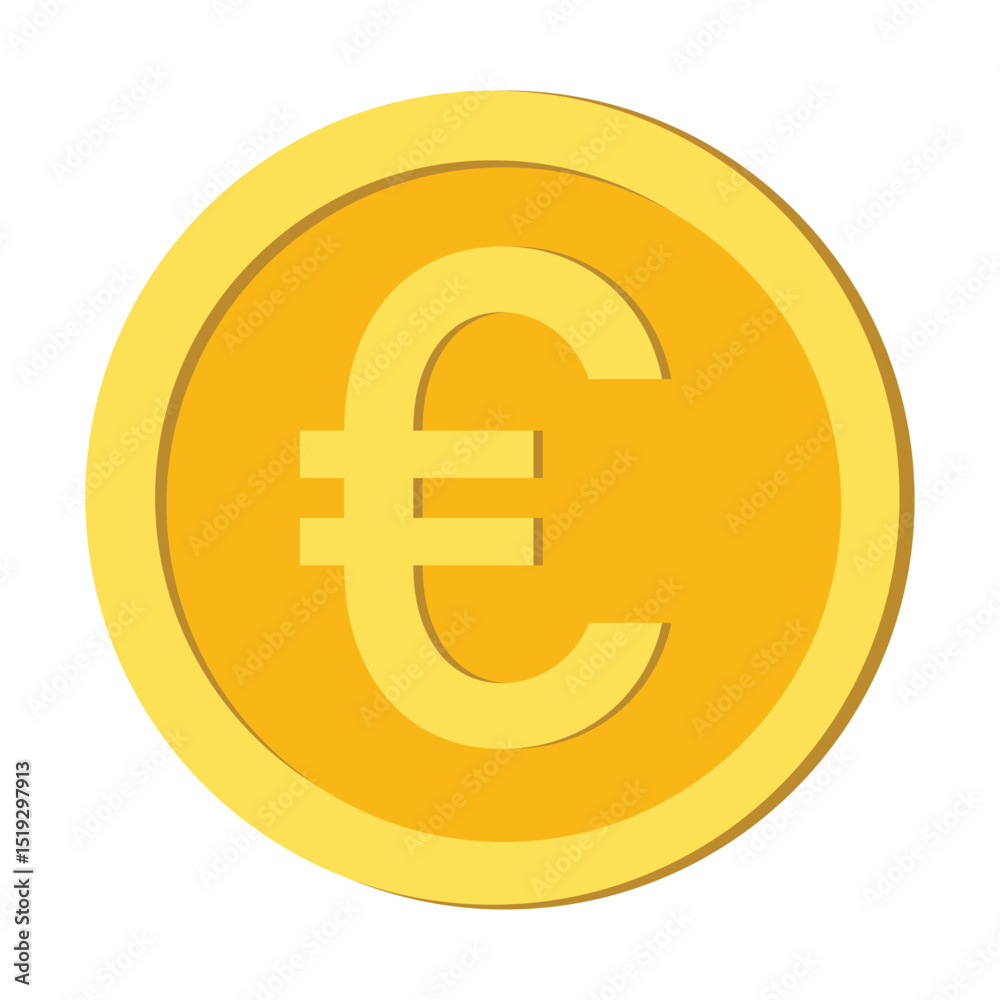 Euro currency symbol on gold coin icon Euro currency symbol on gold coin icon
