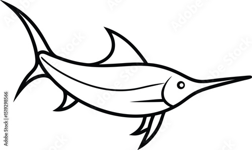sailfish icon line art vector illustration on transparent background