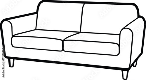 sectional couch icon line art vector illustration on transparent background