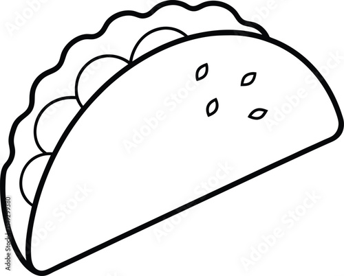 soft taco icon line art vector illustration on transparent background