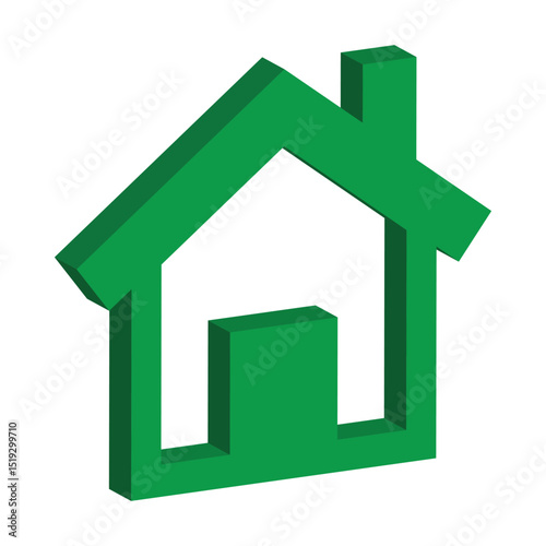 3D Green house icon
