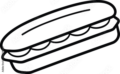 sub sandwich icon line art vector illustration on transparent background