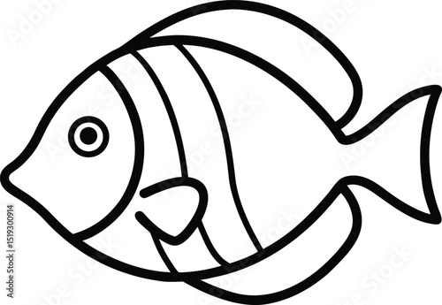 yellow tang icon line art vector illustration on transparent background