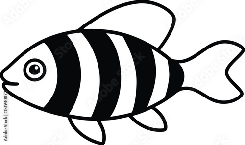 zebra danio icon line art vector illustration on transparent background