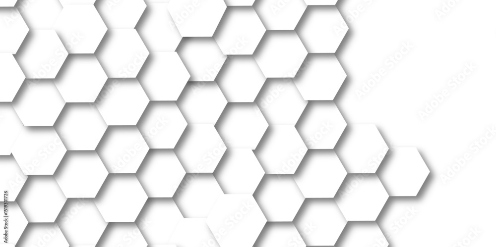Naklejka premium Abstract white hexagon concept background. Seamless bright white abstract honeycomb. Technology for design element vector abstract background.