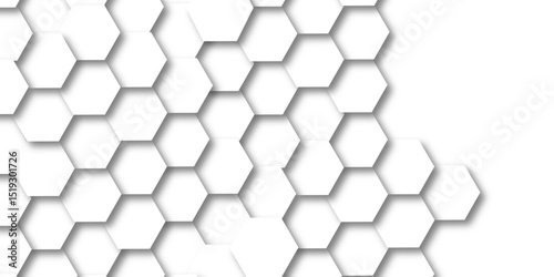 Abstract white hexagon concept background. Seamless bright white abstract honeycomb. Technology for design element vector abstract background.