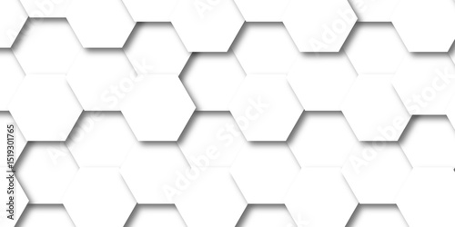 Abstract white hexagon concept background. Seamless bright white abstract honeycomb. Technology for design element vector abstract background.