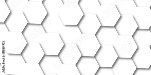 Abstract white hexagon concept background. Seamless bright white abstract honeycomb. Technology for design element vector abstract background.