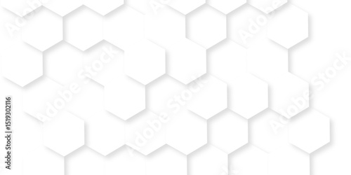 Abstract white hexagon concept background. Seamless bright white abstract honeycomb. Technology for design element vector abstract background.