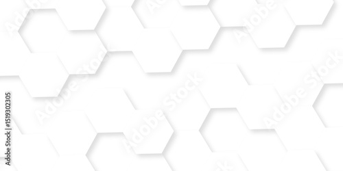 Abstract white hexagon concept background. Seamless bright white abstract honeycomb. Technology for design element vector abstract background.
