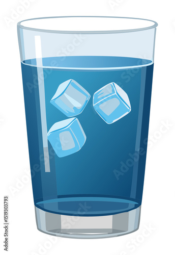 Blue Drink Glass Ice - Vector Illustration