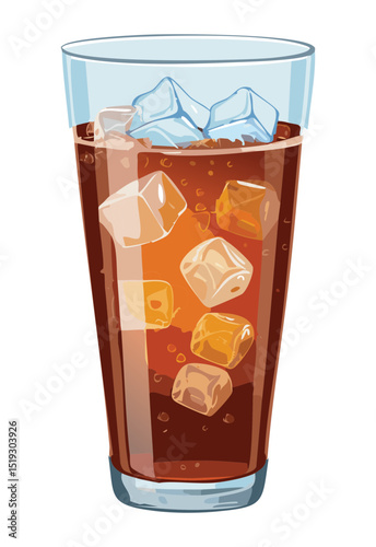 Refreshing Brown Soda Glass - Vector Illustration
