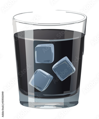 Black Drink Glass Ice - Vector Illustration