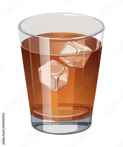 Brown Soda Glass Ice - Vector Illustration