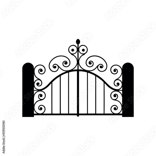 Weathered Threshold Iconic Metal Gate Emblem Old World Access Vector Logo of Vintage Metal Gate