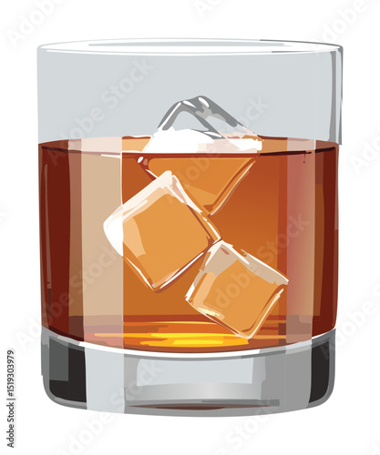 Whiskey Style Drink Glass - Vector Illustration