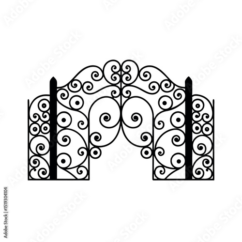Weathered Threshold Iconic Metal Gate Emblem Old World Access Vector Logo of Vintage Metal Gate