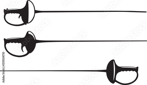Fencing Sword Silhouette Clipart Vector – Epee, Foil, Sabre Sports Design