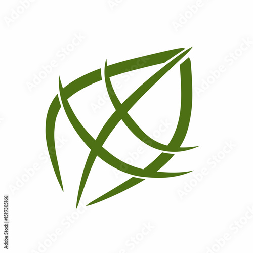 Minimalist Green Leaf Line Art Vector Icon
