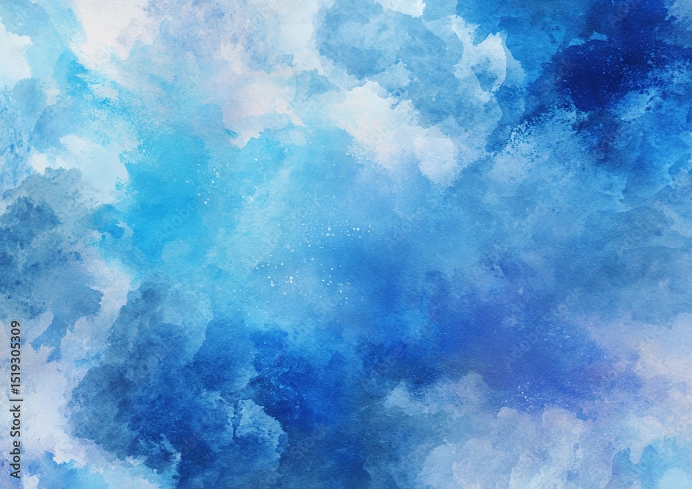 Fototapeta premium Beautiful Blue Watercolor Background. High quality