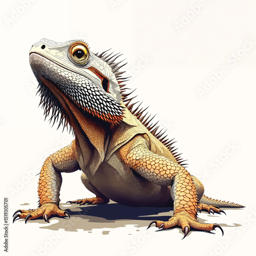Detailed Illustration of a Bearded Dragon