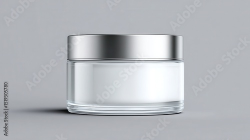 A stunning image of cream jar. Cosmetic jar mockup, Round white bottle. Plastic creme container blank. Realistic clear body skin beauty cream, corporate branding identity simple.