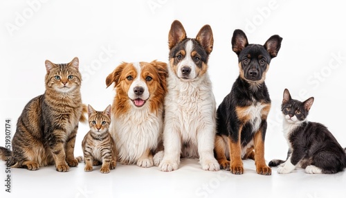 Adorable Blend of Furry Friends Against a Minimalist Backdrop, Captivating the Essence of Playful Joy and Friendship in High Contrast.