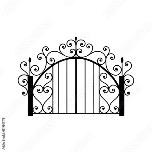 Weathered Threshold Iconic Metal Gate Emblem Old World Access Vector Logo of Vintage Metal Gate