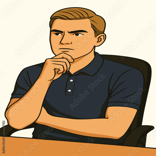 A male entrepreneur is thinking about the progress of his business