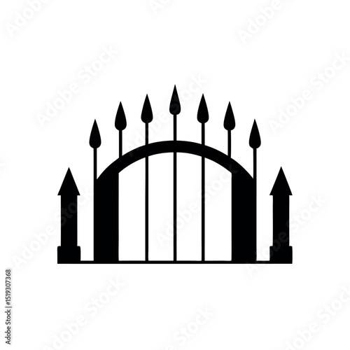 Weathered Threshold Iconic Metal Gate Emblem Old World Access Vector Logo of Vintage Metal Gate
