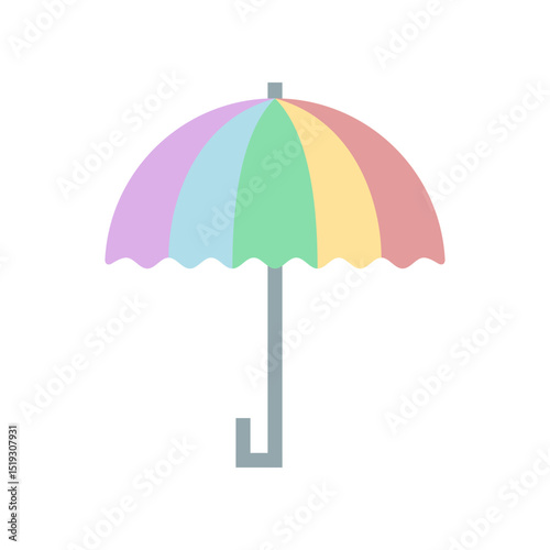 Open umbrella rainbow icon flat vector design
