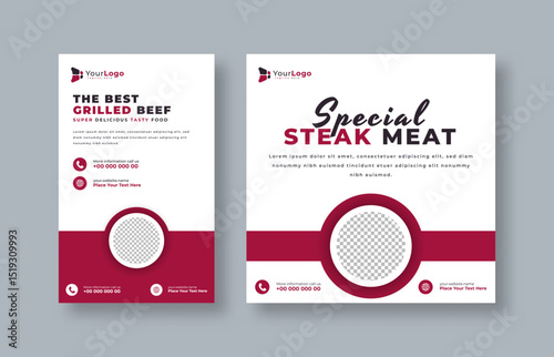 Barbecue Grill Party Social Media Banner – Editable Vector Template for Summer Outdoor Cooking Event and Food Celebration