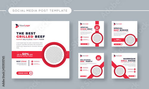 Editable Barbecue Party Social Media Template – Vector Banner Design for Outdoor Grill Event, Summer Food Festival, and BBQ Promotion