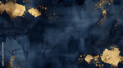 Dark navy ink overlaid on soft gold paint, creating a layered, textured pattern with depth and a rich, luxurious feel.