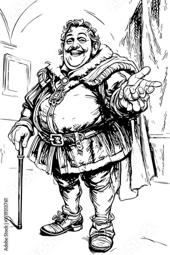 Jolly Nobleman with Cane – Medieval Renaissance Character Sketch