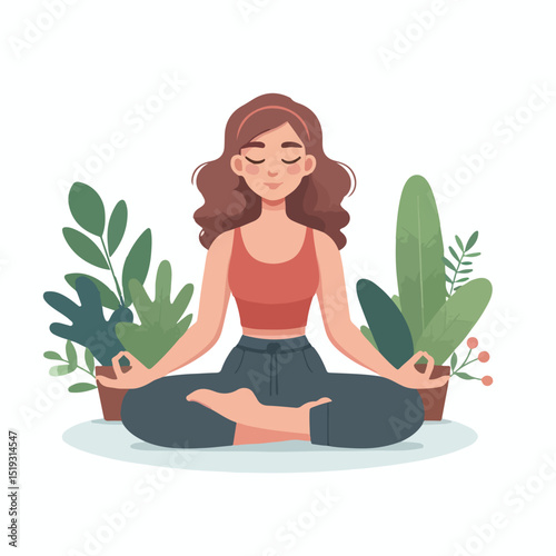 vector of a woman meditating