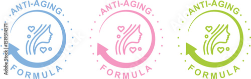 Anti-Aging Vector Badge – Skincare Packaging Label Icon for Beauty and Wellness Products