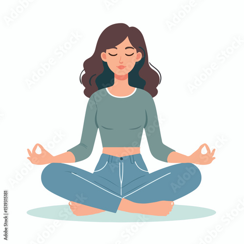vector of a woman meditating